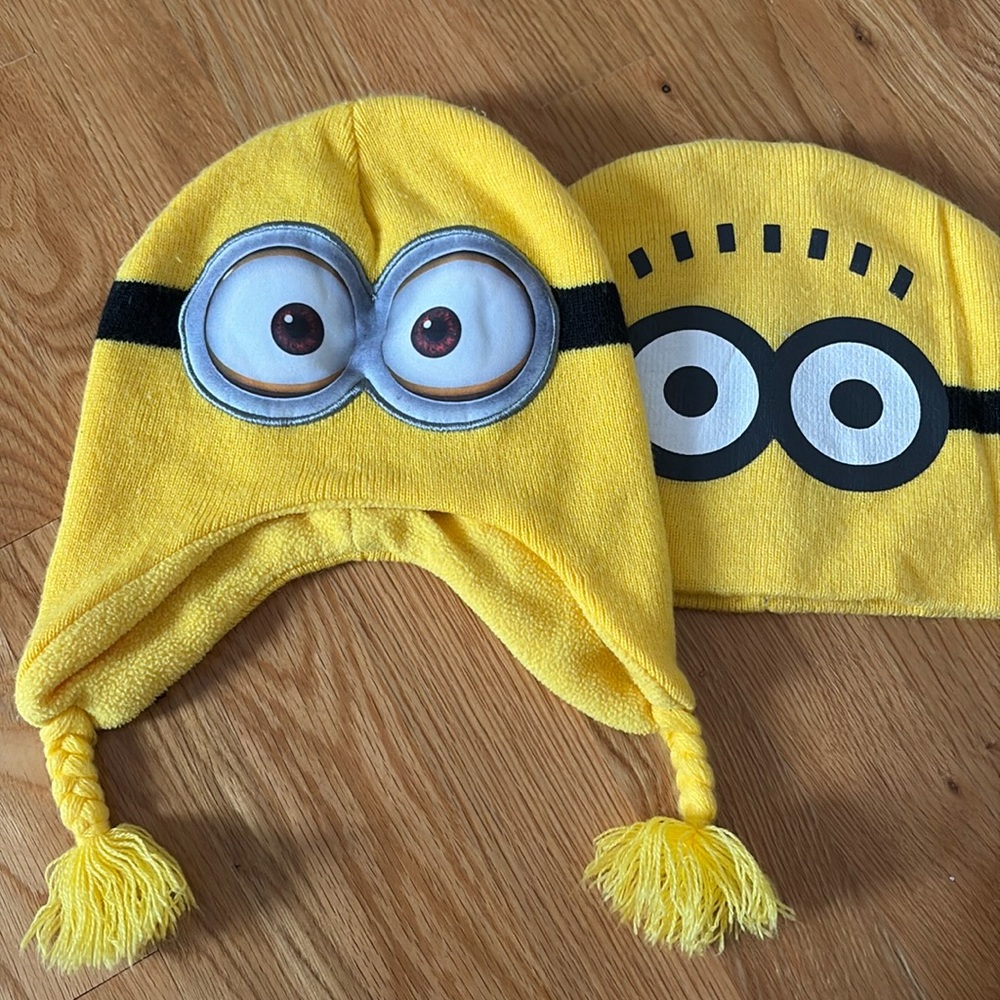 Two Minions winter hats